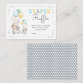 Pastel Elephant Diaper Raffle Jungle Safari Baby Begleitkarte (Vorne/Hinten)