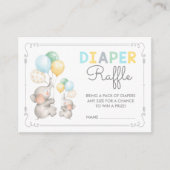 Pastel Elephant Diaper Raffle Jungle Safari Baby Begleitkarte (Vorderseite)