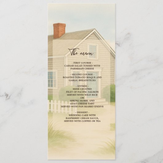 Pastel Elfenbein Blue Cape Cod Coastal Hochzeitess Programm (Vorderseite)