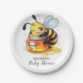 Pastel Enchanted Bee Baby Shower Pappteller (Vorderseite)
