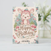 Pastel Enchanted Bunny Digital Geburtstag Karte (Stehend Vorderseite)