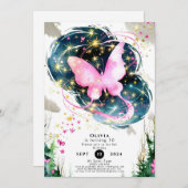 Pastel Enchanted Butterfly Geburtstag Einladung (Vorne/Hinten)