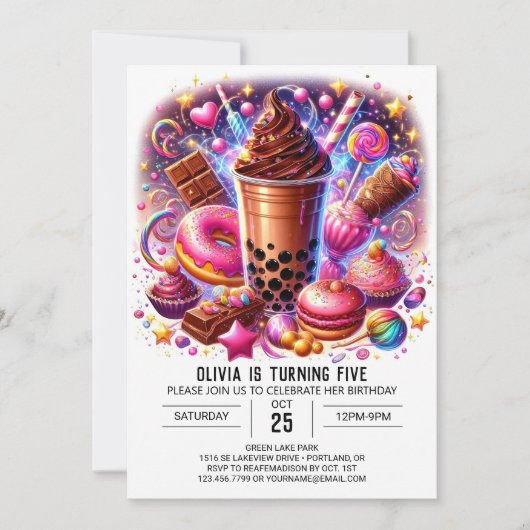 Pastel Enchanted Candyland Digital Geburtstag Einladung (Vorderseite)