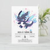 Pastel Enchanted Dragon 1. Geburtstag Einladung (Stehend Vorderseite)