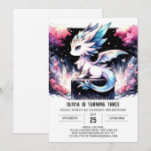 Pastel Enchanted Dragon Birthday Einladung (Vorne/Hinten)