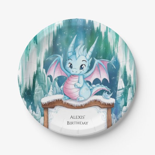 Pastel Enchanted Dragon Birthday Pappteller (Vorderseite)