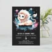 Pastel Enchanted Lion Birthday Einladung (Stehend Vorderseite)