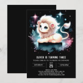 Pastel Enchanted Lion Birthday Einladung (Vorne/Hinten)