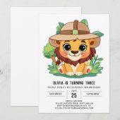 Pastel Enchanted Lion Digital Geburtstag Einladung (Vorne/Hinten)
