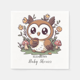 Pastel Enchanted Owl Baby Shower Serviette