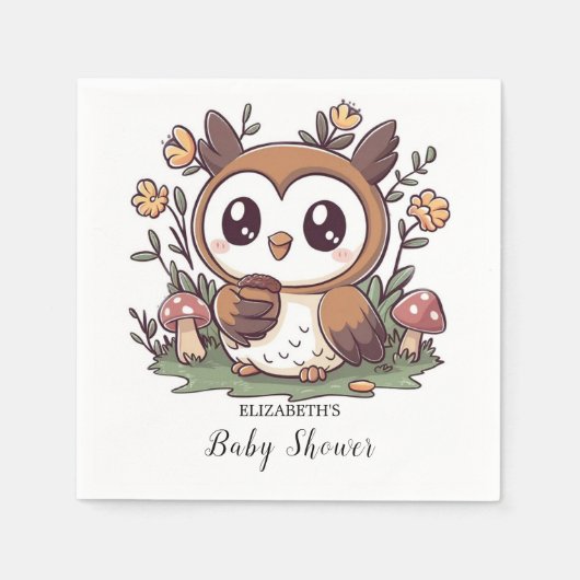 Pastel Enchanted Owl Baby Shower Serviette (Vorderseite)