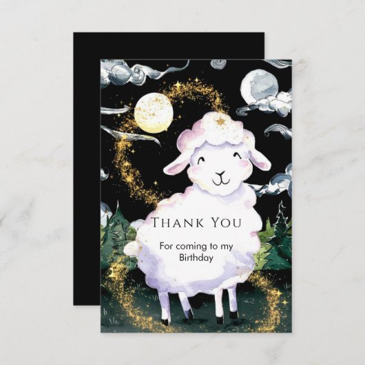Pastel Enchanted Sheep Birthday Dankeskarte (Vorne/Hinten)
