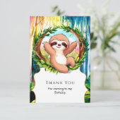Pastel Enchanted Sloth Geburtstag Dankeskarte (Stehend Vorderseite)