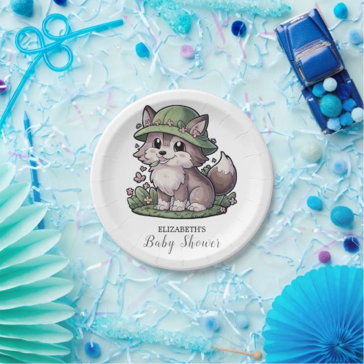 Pastel Enchanted Wolf Baby Shower Pappteller (Party)