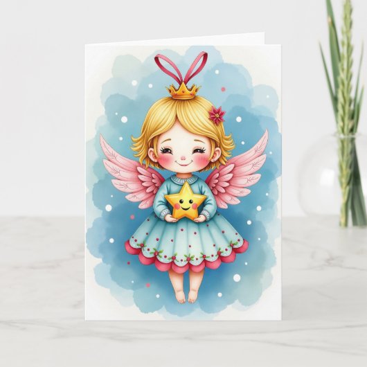 Pastel-Engel-Weihnachtskarte Karte (Vorderseite)