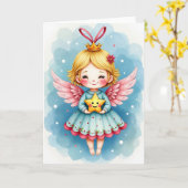 Pastel-Engel-Weihnachtskarte Karte (Gelbe Blume)