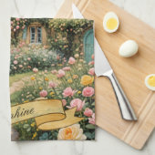 Pastel Englische Hütte im Grünen Geschirrtuch (Viertel Falte)