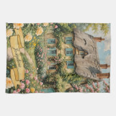 Pastel Englische Hütte im Grünen Geschirrtuch (Horizontal)