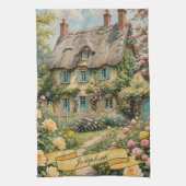 Pastel Englische Hütte im Grünen Geschirrtuch (Vertikal)