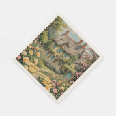 Pastel Englische Hütte im Grünen Serviette (Ecke)