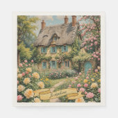 Pastel Englische Hütte im Grünen Serviette (Vorderseite)