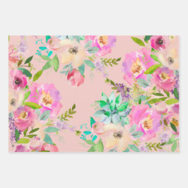 Pastel English Garden Brautparty Geschenkpapier Set