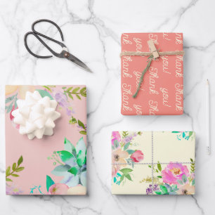 Pastel English Garden Brautparty Geschenkpapier Set