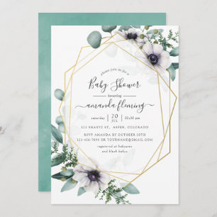 Pastel Eucalyptus Anemone Geometric Baby Dusche Einladung