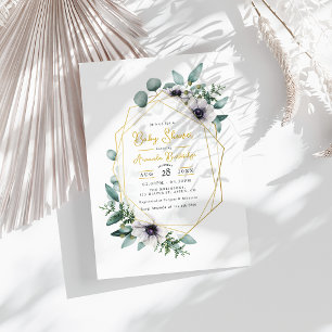 Pastel Eucalyptus Anemone Geometric Baby Dusche Einladung