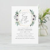 Pastel Eucalyptus Anemone Geometric Sip und Siehe Einladung (Stehend Vorderseite)