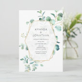 Pastel Eucalyptus Geometric Greenerity Wedding Einladung (Stehend Vorderseite)