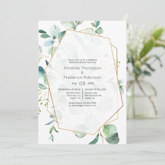 Pastel Eucalyptus Geometric Probe Abendessen Einladung (Stehend Vorderseite)