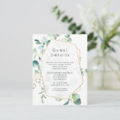 Pastel Eucalyptus Geometric Wedding Guest Details Begleitkarte (Stehend Vorderseite)