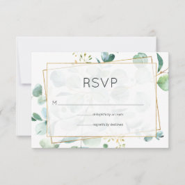 Pastel Eucalyptus Geometric Wedding RSVP Karte