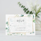 Pastel Eucalyptus Geometric Wedding RSVP Karte (Stehend Vorderseite)