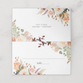 Pastel Eukalyptus Botanische SkriptWedeltisch Platzkarte (Außenseite Aufgefaltet)