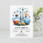 Pastel Experiment Discovery Scientist zum Geburtst Einladung (Stehend Vorderseite)