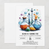 Pastel Experiment Discovery Scientist zum Geburtst Einladung (Vorne/Hinten)