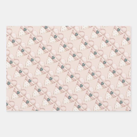 Pastel Extravagant Hearts Valentines Geschenkpapier Set (Vorderseite)