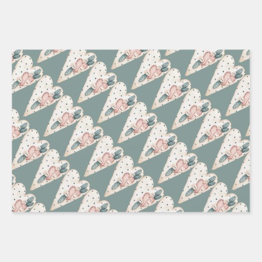 Pastel Extravagant Hearts Valentines Geschenkpapier Set (Vorderseite 3)