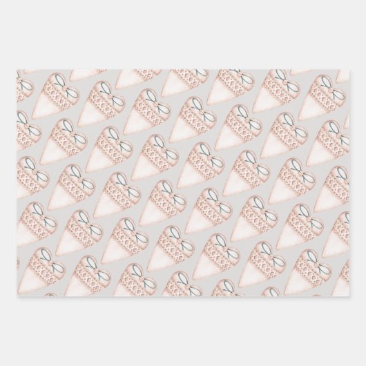 Pastel Extravagant Hearts Valentines Geschenkpapier Set (Vorderseite 2)