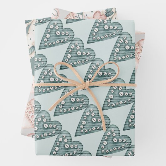 Pastel Extravagant Hearts Valentines Geschenkpapier Set (Beispiel)