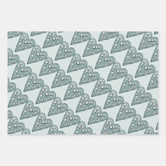 Pastel Extravagant Hearts Valentines Geschenkpapier Set (Vorderseite)