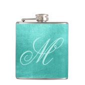 Pastel Extravagant Monogram Shiny Türkis Foil Flachmann (Vorderseite)