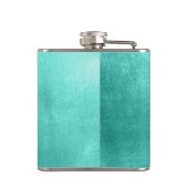 Pastel Extravagant Monogram Shiny Türkis Foil Flachmann (Rückseite)