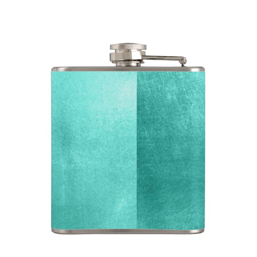 Pastel Extravagant Monogram Shiny Türkis Foil Flachmann (Rückseite)