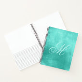 Pastel Extravagant Monogram Shiny Türkis Foil Notizblock (Innenseite)