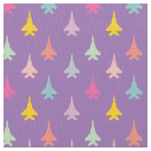 Pastel F-15 Eagle Fighter Jet Pattern auf Lila Stoff (Nahaufnahme)