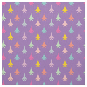 Pastel F-15 Eagle Fighter Jet Pattern auf Lila Stoff