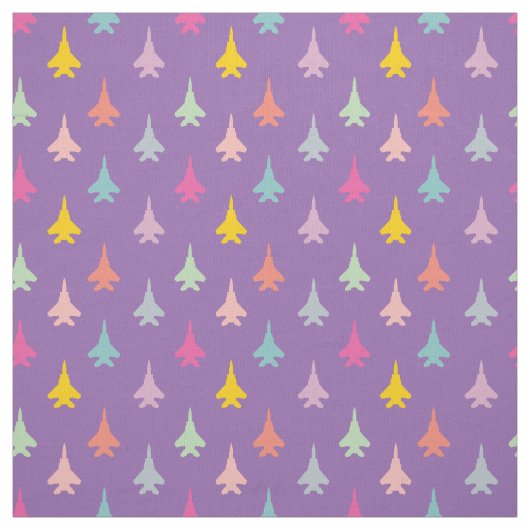 Pastel F-15 Eagle Fighter Jet Pattern auf Lila Stoff (Muster)